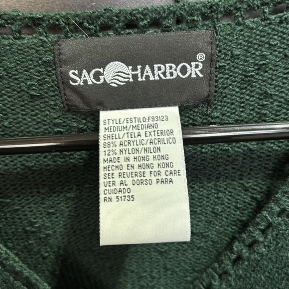 Sag Harbor Textured Knit button down cardigan, V-neck, gold floral buttons - Picture 10 of 11